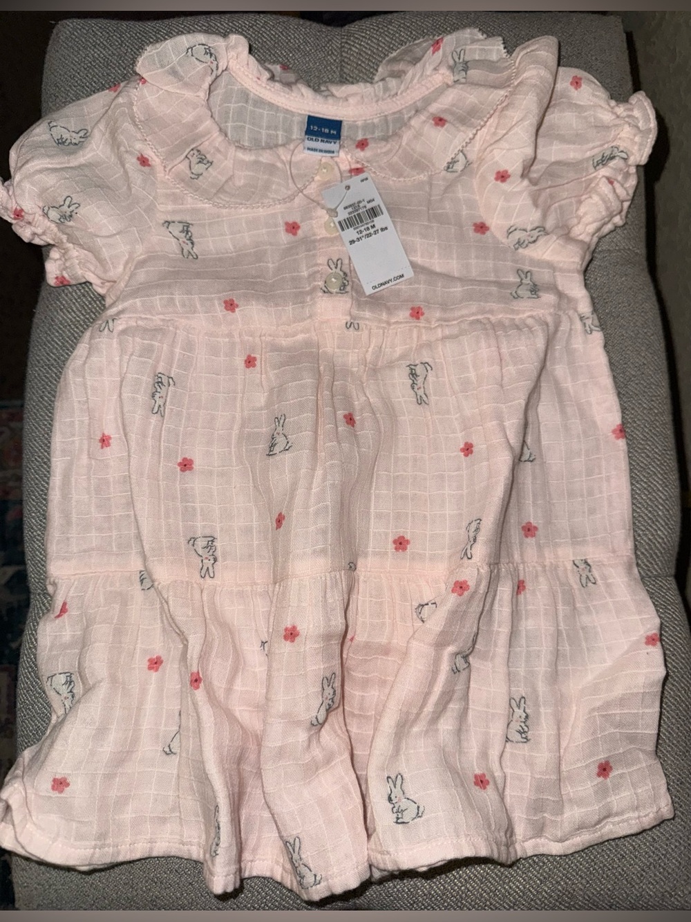 Old Navy Light Pink Bunny & Floral Baby Dress